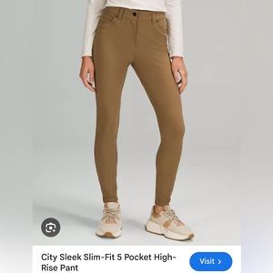 lululemon city sleek 5 pocket high rise, full length in Tan